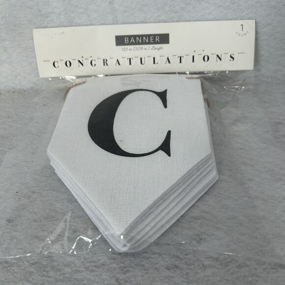 Horizon Banner Congratulations 122 inches White Black Classic Special Occasion - Picture 5 of 6